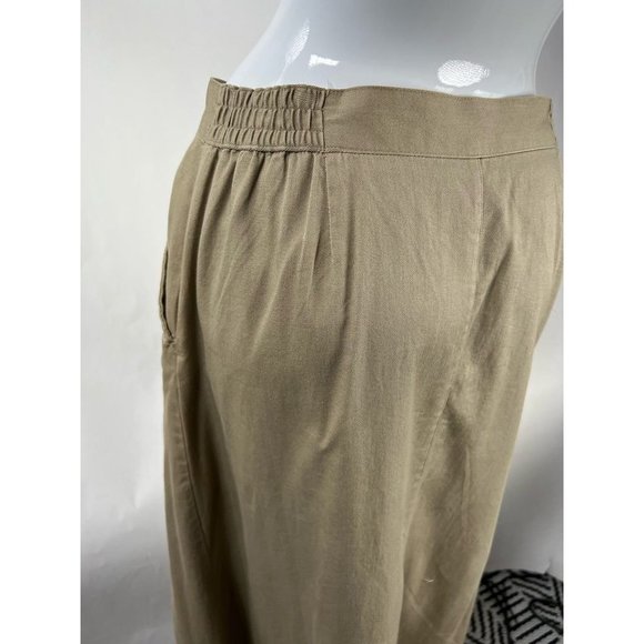 Original Ty Wear Womens A Line Skirt Khaki Tan Midi Pockets Petites 12P Vintage - Picture 5 of 12